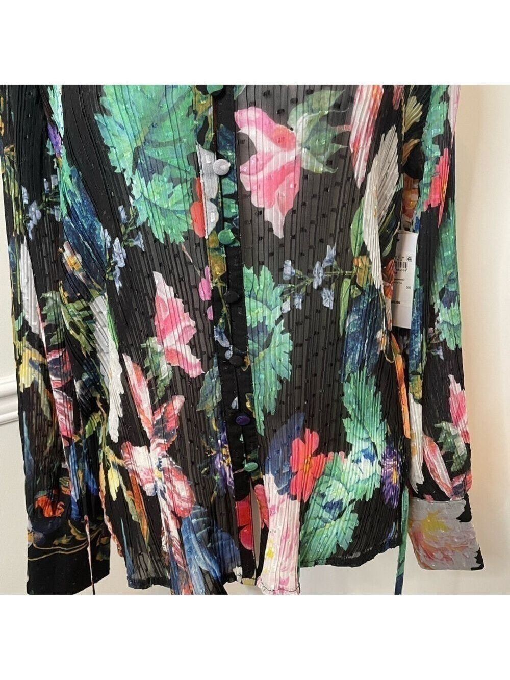 NWT Guess Lisette Printed Long-Sleeve Tie-Front Top M - Picture 12 of 16